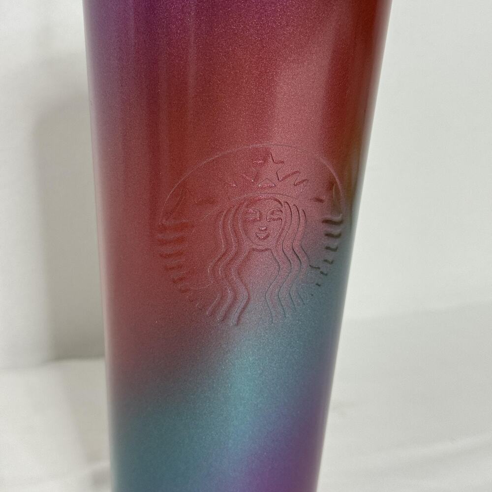 Starbucks Cold Cup Tumbler 24 oz Iridescent Ombre Purple w/ Straw 2022 NEW